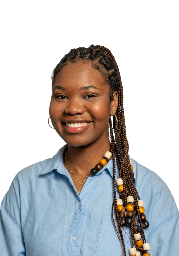 Regina looking up and to the right